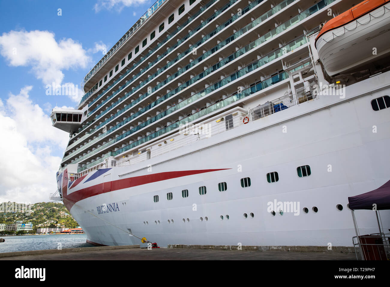 Brittania Cruise Ship Moored In Castries St Lucia In The Caribbean Stock Photo Alamy
