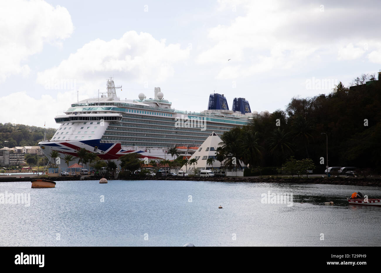 Brittania Cruise Ship Moored In Castries St Lucia In The Caribbean Stock Photo Alamy
