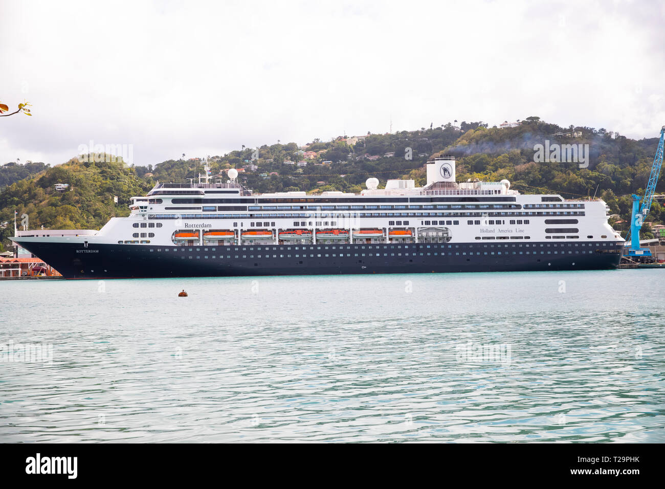 The Rotterdam Cruise Ship Moored In St Lucia In The Caribbean Stock the-rotterdam-cruise-ship-moored-in-st-lucia-in-the-caribbean-stock