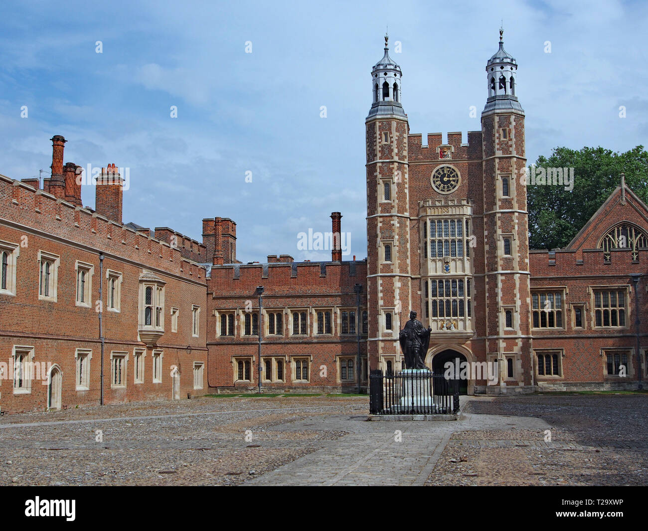 WINDSOR, ENGLAND - SEPTEMBER 2016:  The central courtyard of Eton College, a famous educational institution of England's elite. Stock Photo