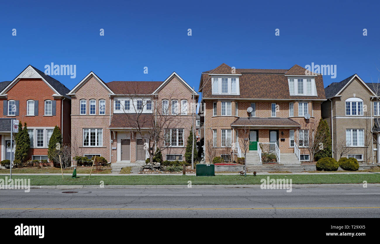 residential neighborhood with modern brick semi-detached houses Stock ...