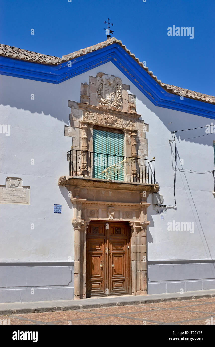 Almagro, Spain - June 1, 2018: Ancient door in Santo Domingo Square at the old town of Almagro. Castilla la Mancha. Spain Stock Photo