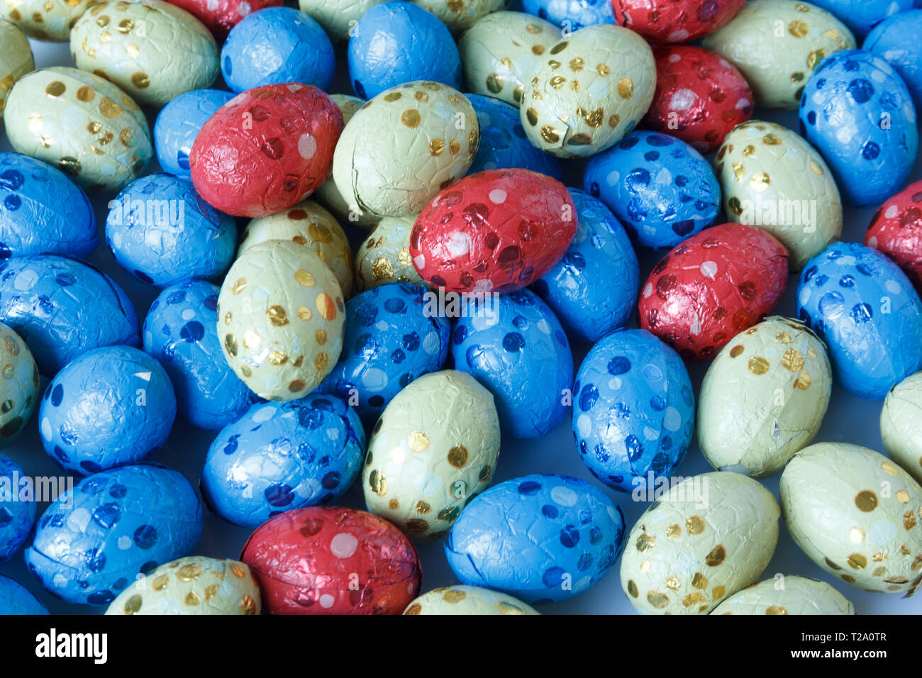 Chocolate easter eggs wrapped in tin foil Stock Photo Alamy