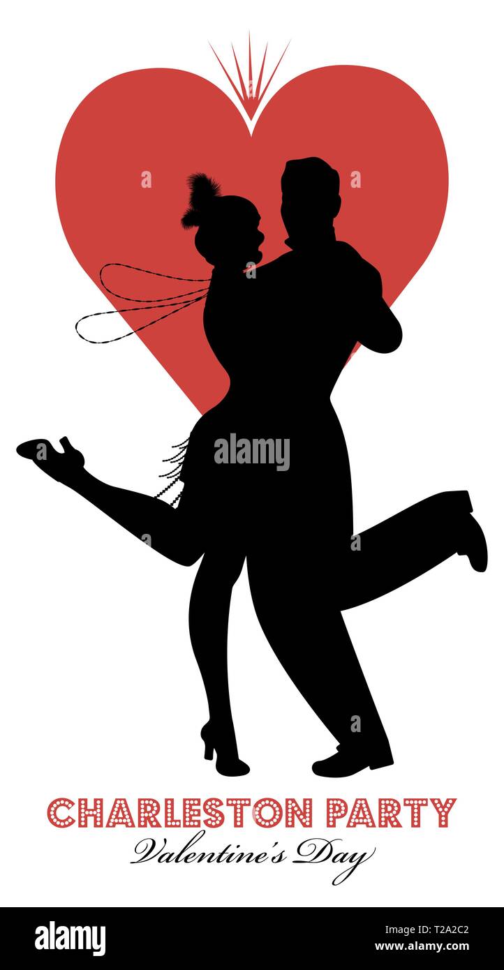 Charleston Party Valentine's Day Dance. Couple wearing retro clothes ...