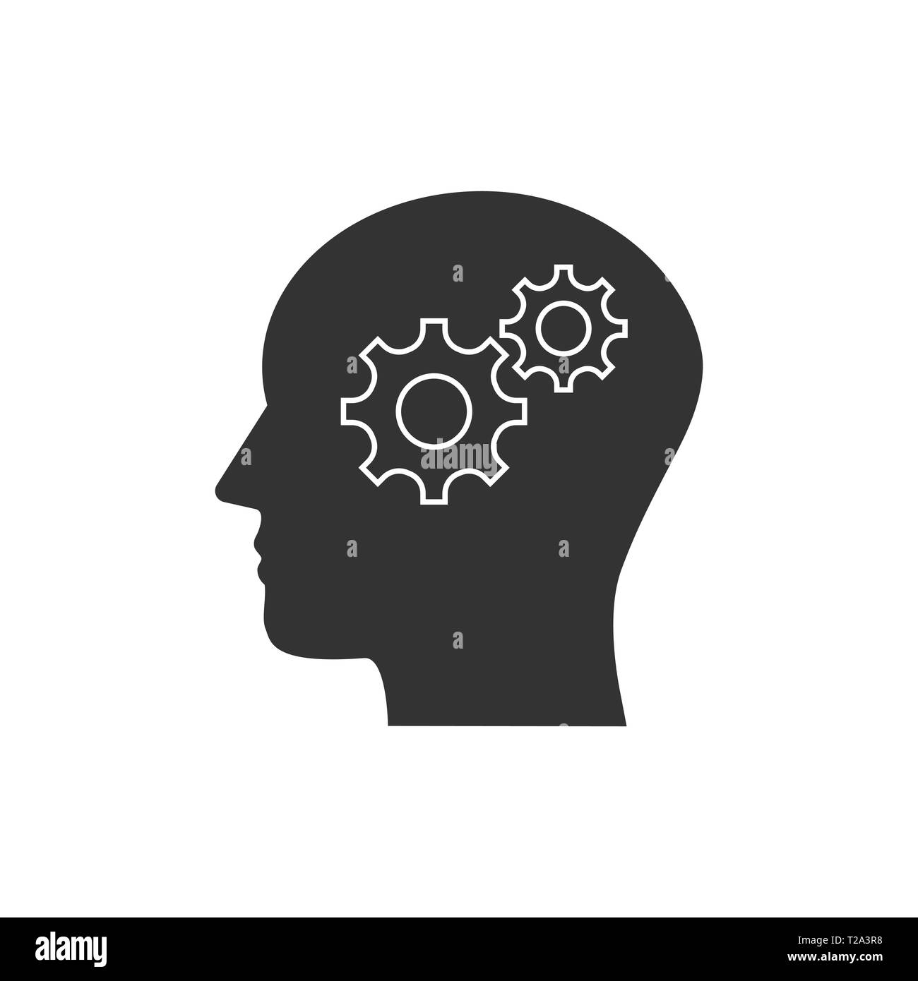 Vector illustration, flat design. Head, gear solution idea icon Stock ...