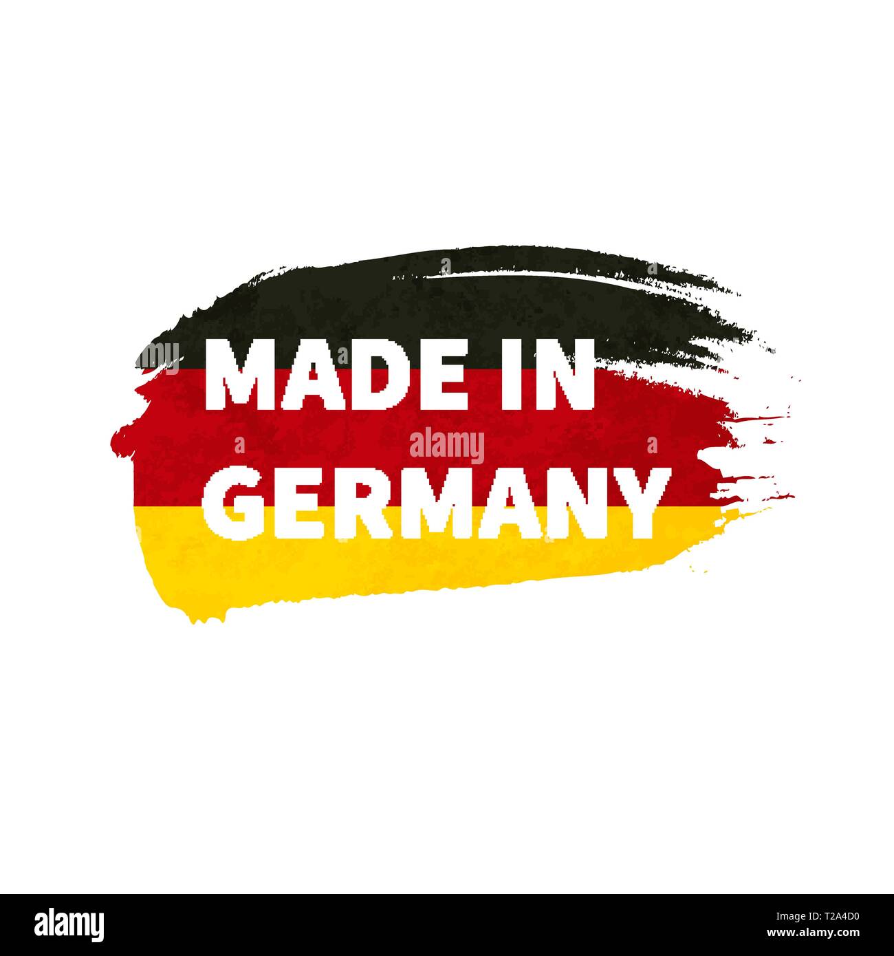 Grunge brush stroke with Germany national flag, made in Germany sticker ...