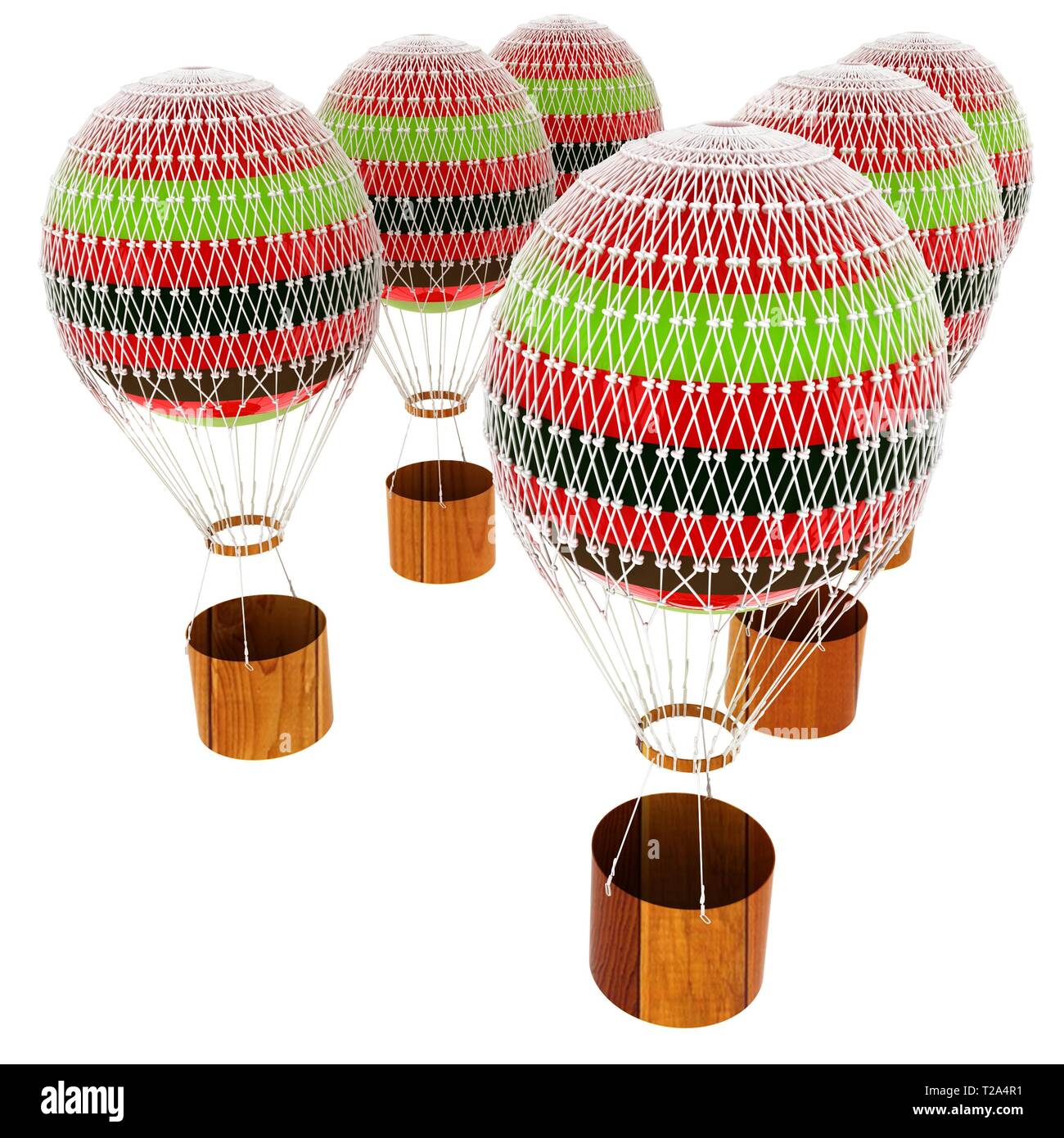 Hot Air Balloons and a basket. 3d render Stock Photo - Alamy