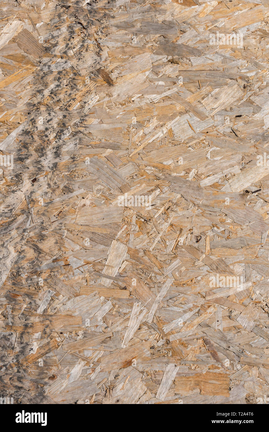 Detail of load bearing OSB / Oriented Strand Board panel on a building