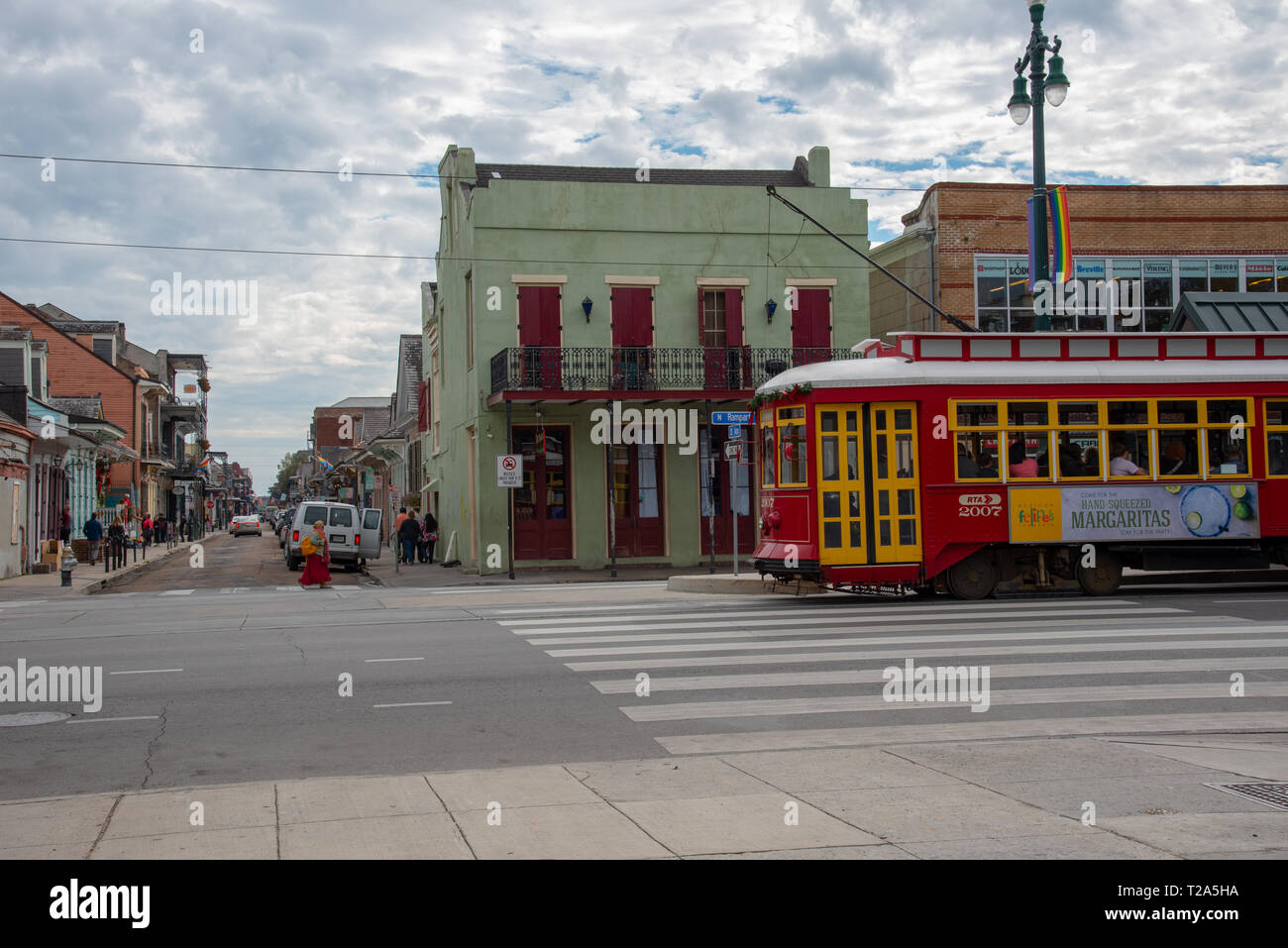 New Orleans, TN, USA, November 20th 2018-Classic New Orleans streetcar at Rampart street Stock Photo