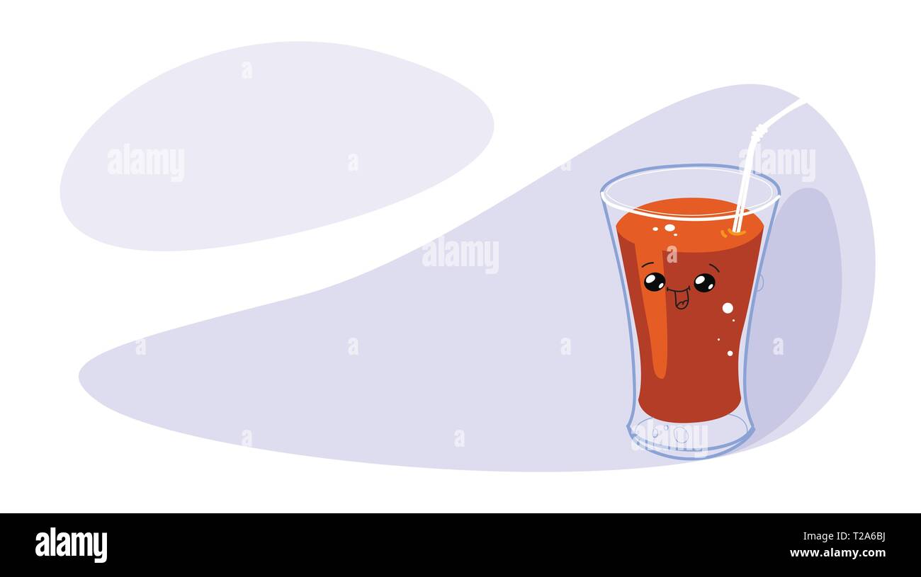 funny glass of tomato juice with smiling face kawaii cartoon character