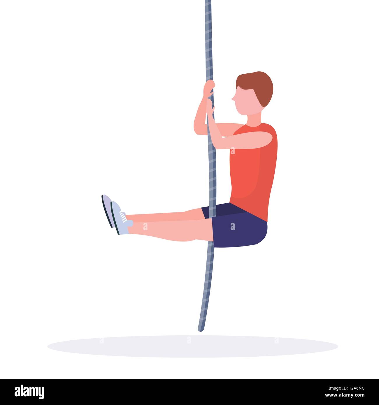 sporty man doing rope climbing exercise guy training in gym cardio crossfit workout healthy lifestyle concept flat white background full length Stock Vector Image Art Alamy