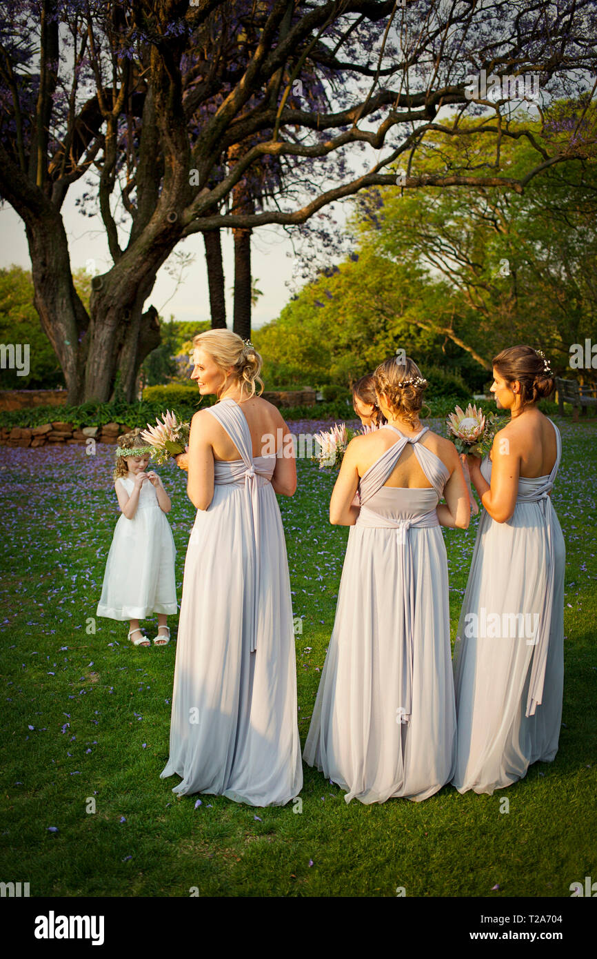 Bridesmaids at wedding at St Andrew's School for Girls Stock Photo