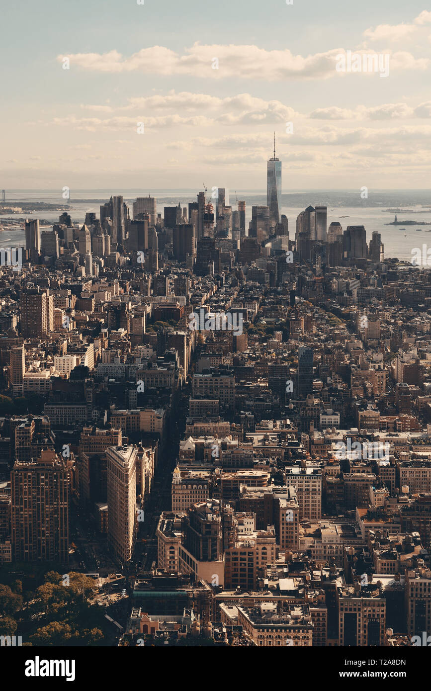 New York City downtown skyline view Stock Photo - Alamy