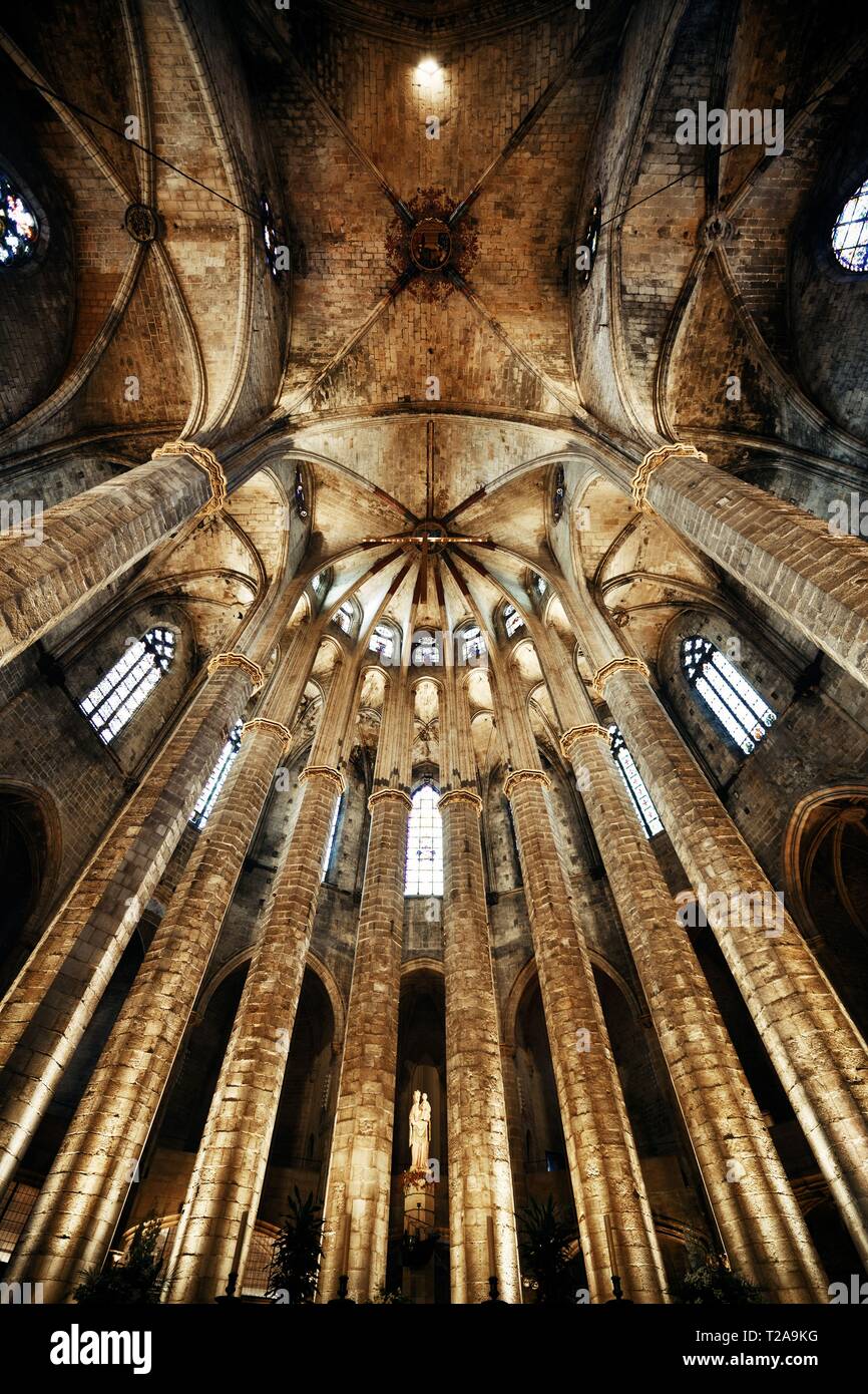 Basilica of Santa Maria del Mar closeup in Barcelona Spain Stock Photo ...