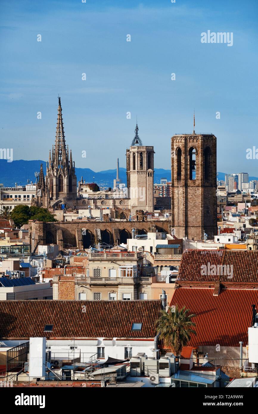 Barcelona skyline view with city buildings in Spain Stock Photo - Alamy