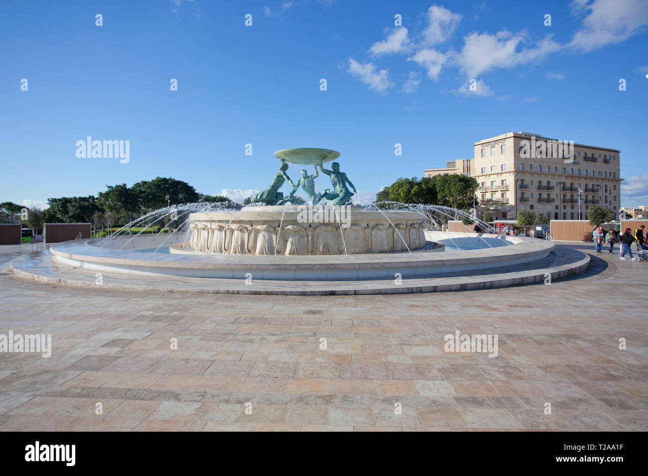 Triton Fountain, Valletta, Malta Stock Photo Alamy