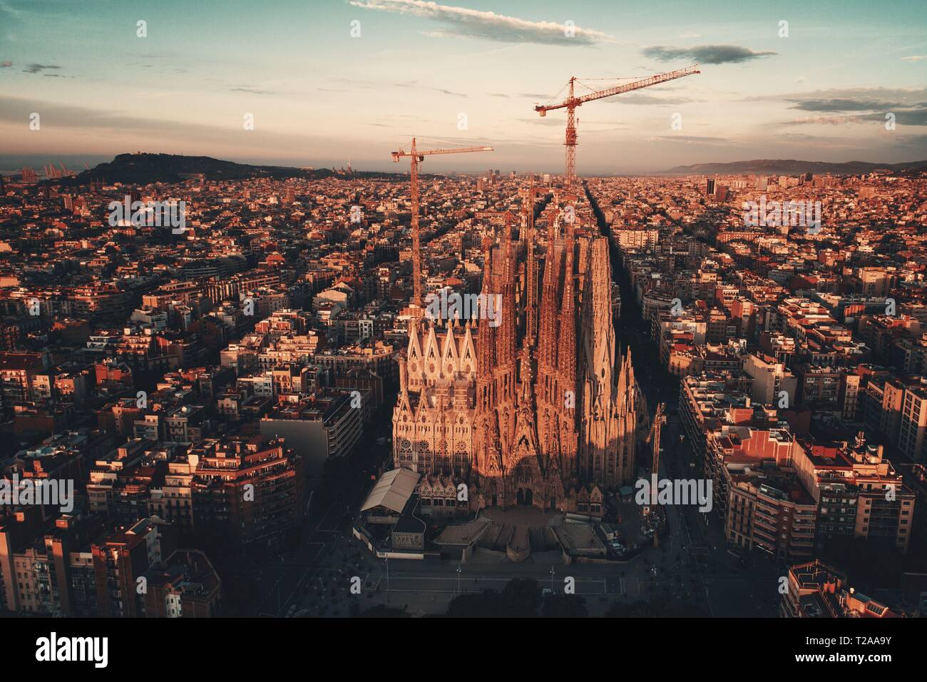 Sagrada Familia Basilica Aerial View As The Famous Landmark In sagrada-familia-basilica-aerial-view-as-the-famous-landmark-in