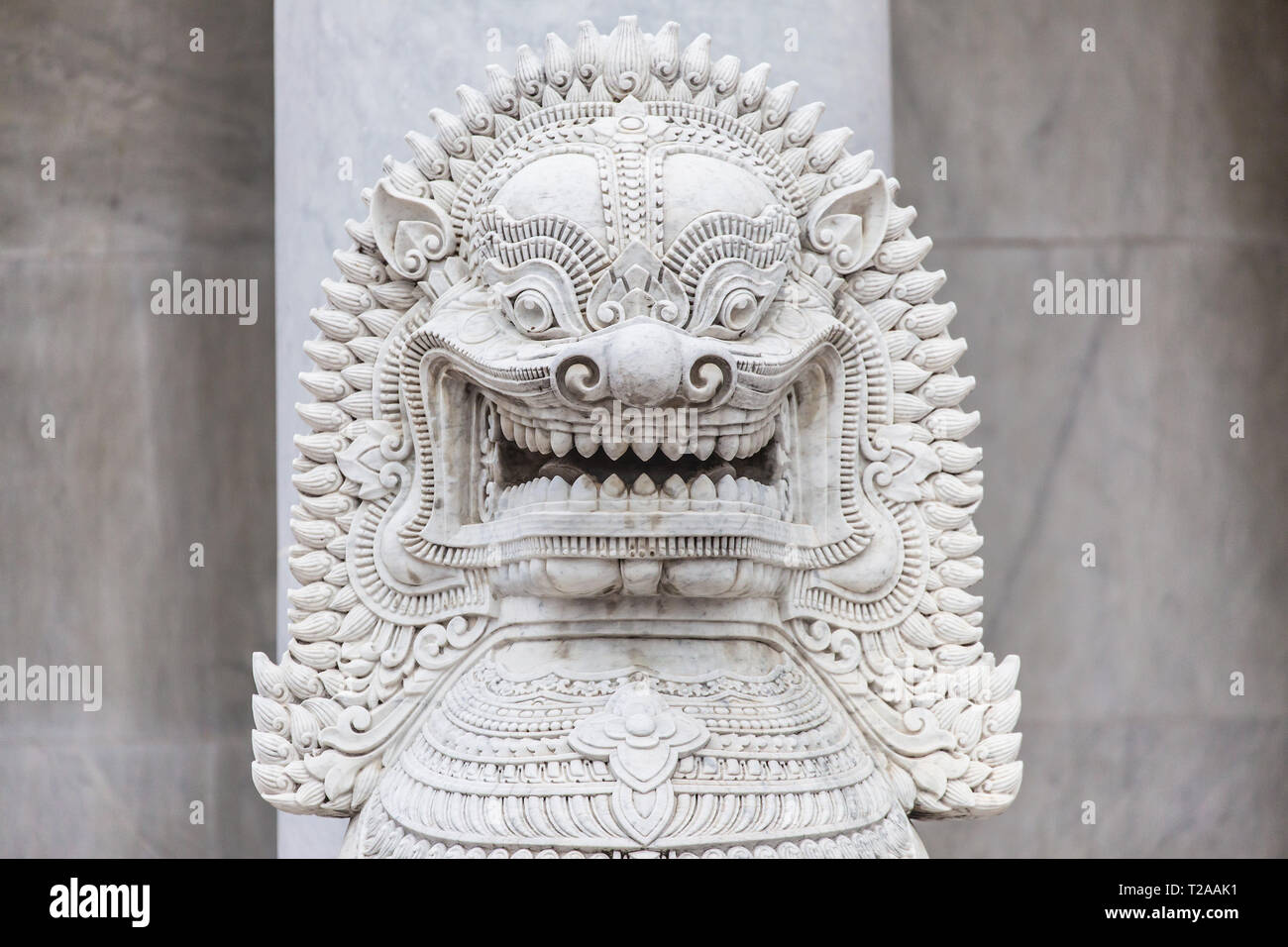 Singha statue at the Marble Temple, Bangkok, Thailand. Stock Photo