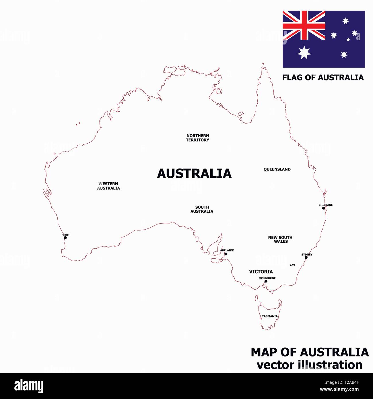Map of Australia with flag. Australian infographic Stock Vector Image