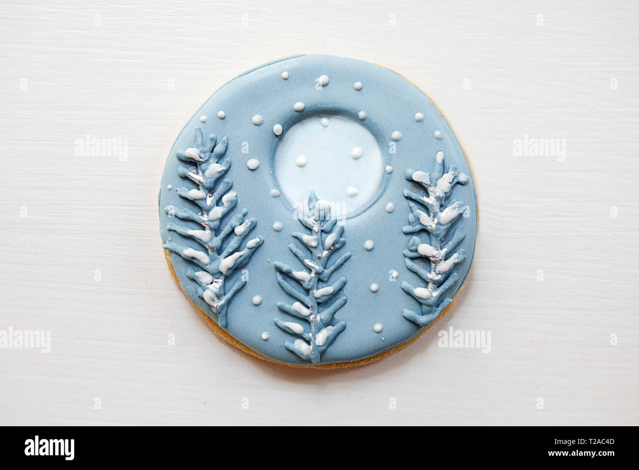Holiday theme biscuit / snow trees festive cookie Stock Photo