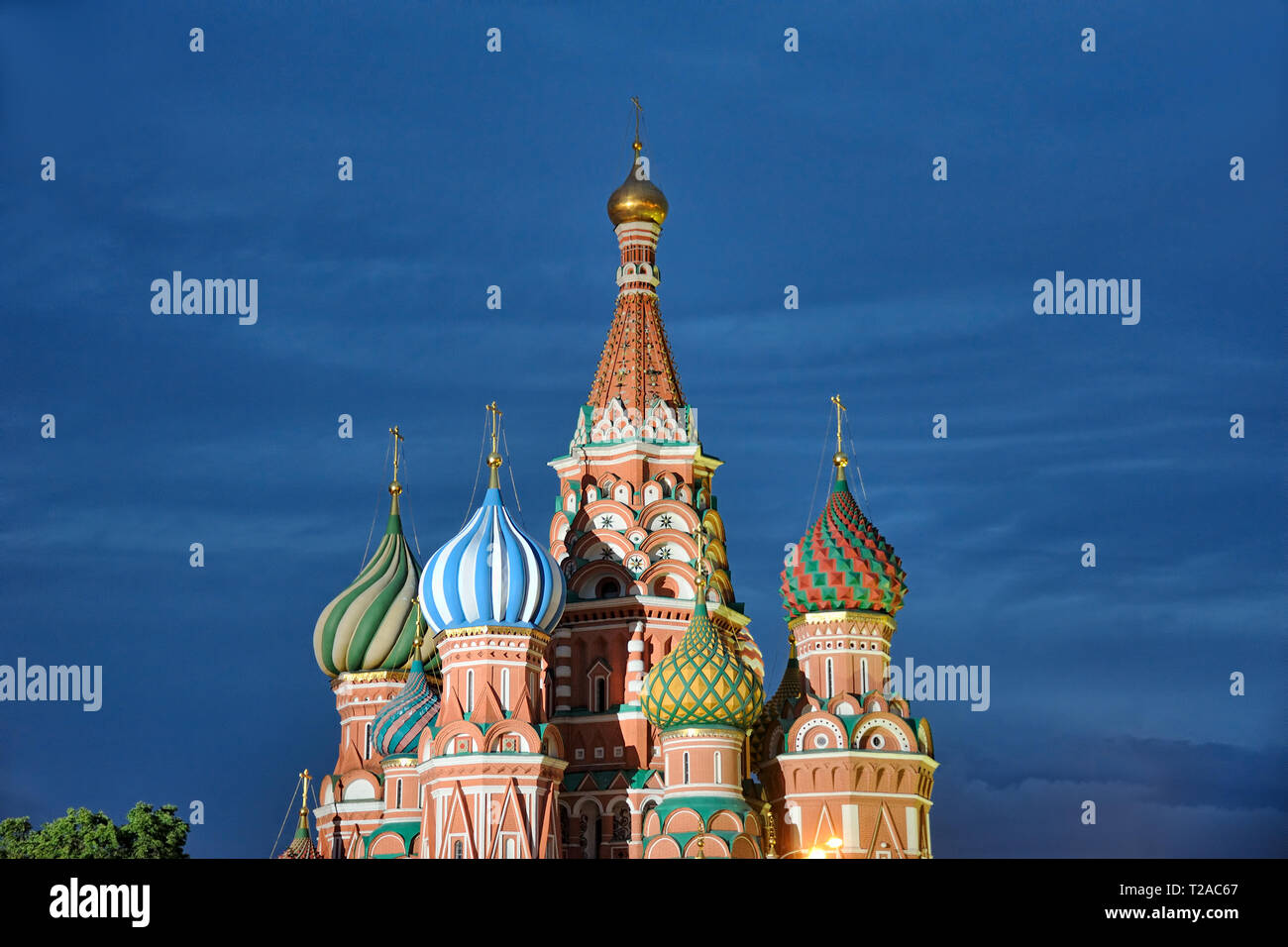 Highlighted Domes of St. Basil's Cathedral in Summer Twilight Stock ...