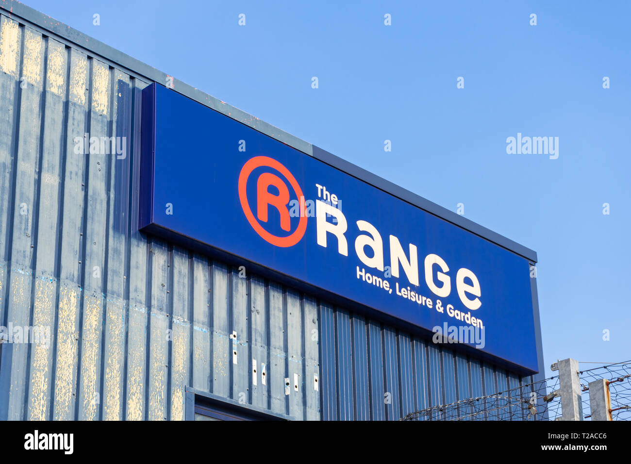 A blue The Range sign at a Range store in Southampton 2019, England, UK  Stock Photo - Alamy