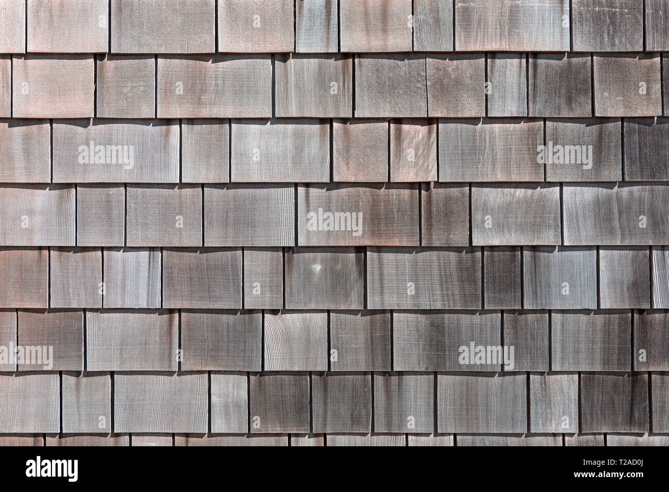 Wood shingle roof showing shingles and textures of roof. Stock Photo