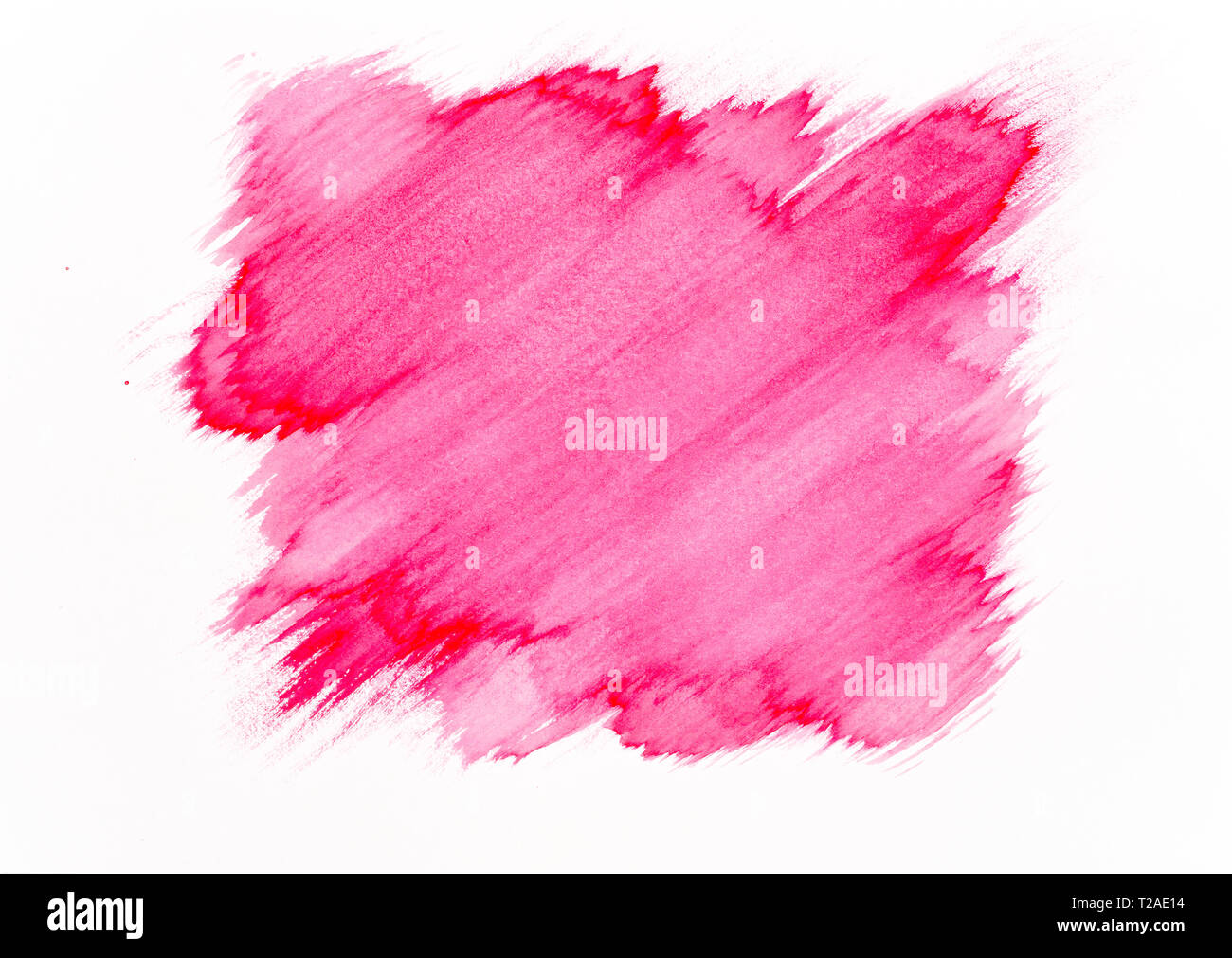 Red watercolor brush stroke on white paper background Stock Photo - Alamy