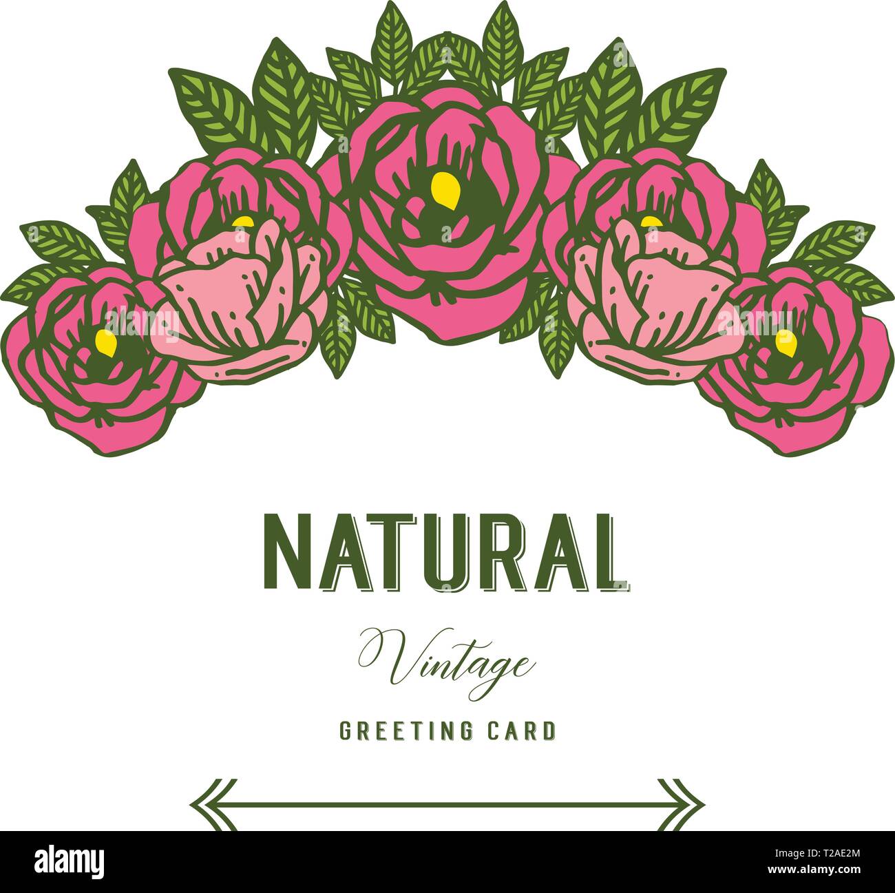 Vector illustration card natural vintage with design rose flower frame ...