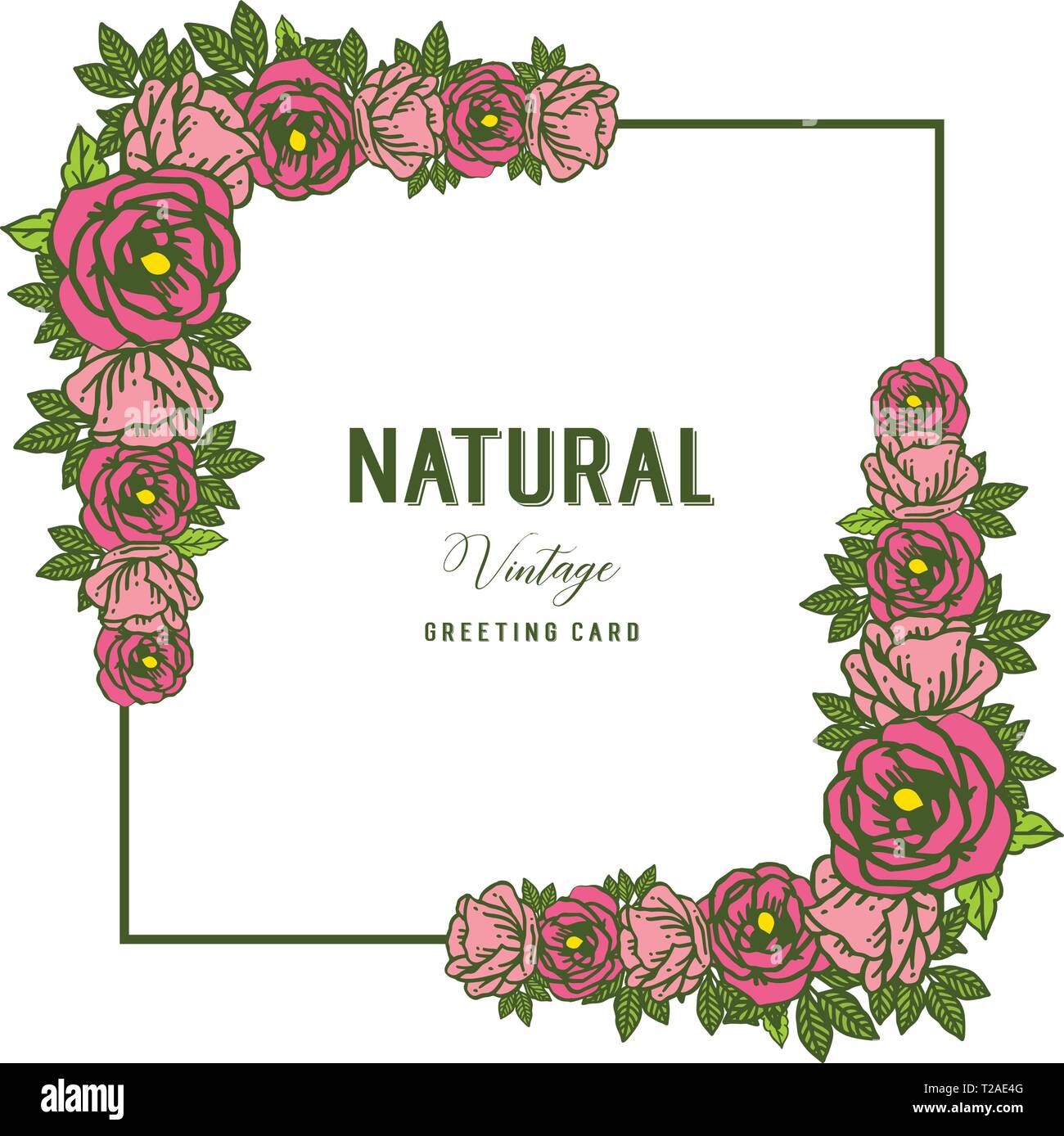 Vector illustration decor natural vintage with crowd of rose flower ...