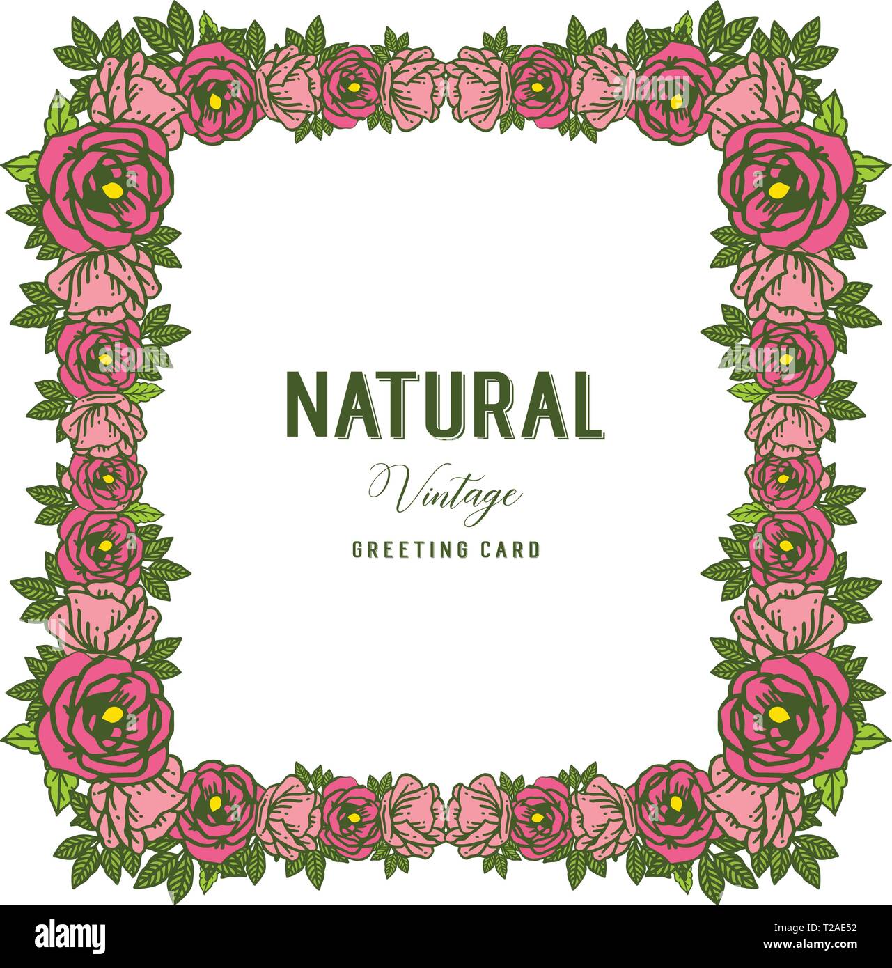 Vector illustration decor natural vintage with crowd of rose flower ...