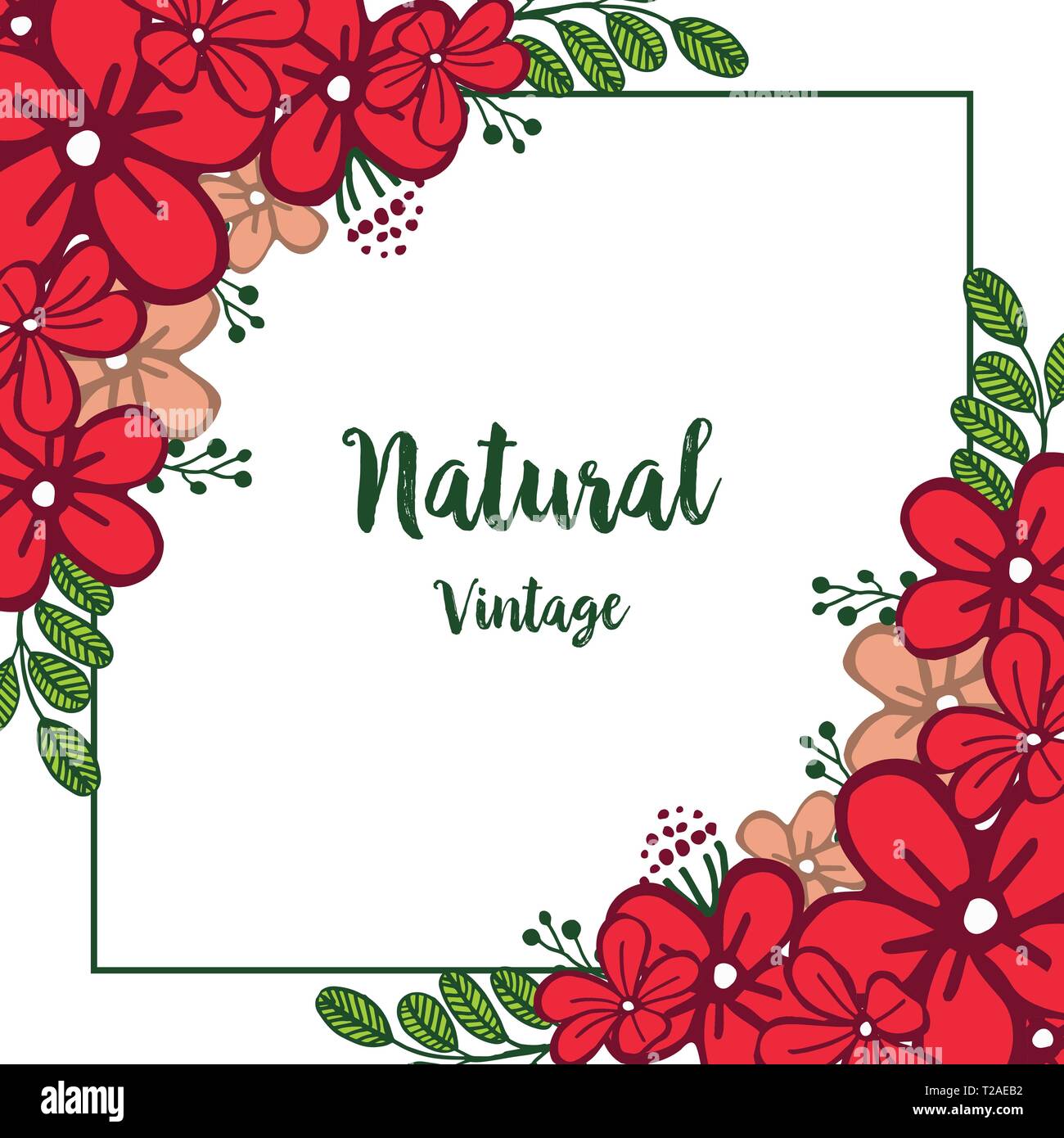 Vector illustration various shape red flower frame for greeting card ...