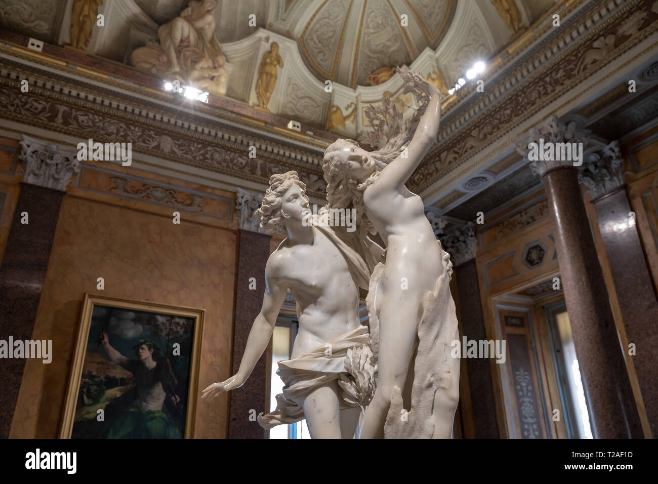 Rome, Italy - June 22, 2018: Baroque marble sculpture Apollo and Daphne by Bernini 1622 in Galleria Borghese of Villa Borghese Stock Photo