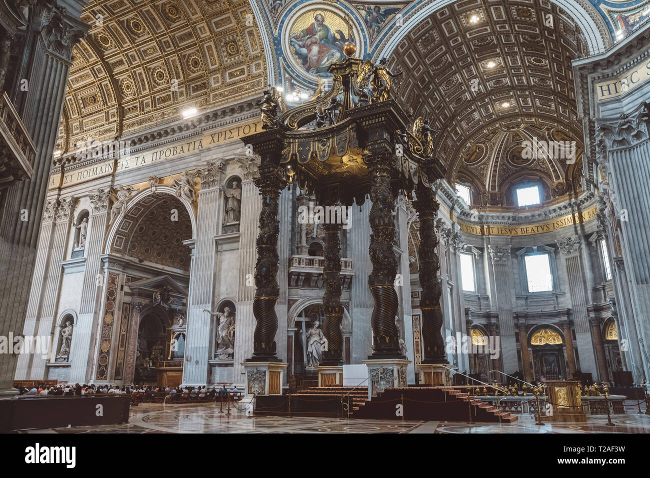 Rome, Italy - June 22, 2018: Panoramic view of interior of Papal ...