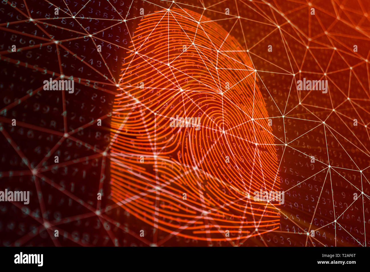 3D illustration Fingerprint scan provides security access with