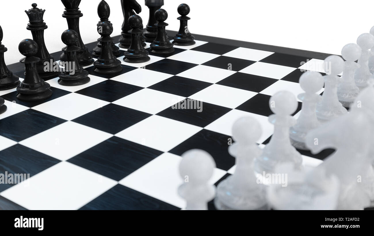 Concept Of Board Games Chess Fights Isolated On White Background 3d  Rendering Stock Illustration - Download Image Now - iStock