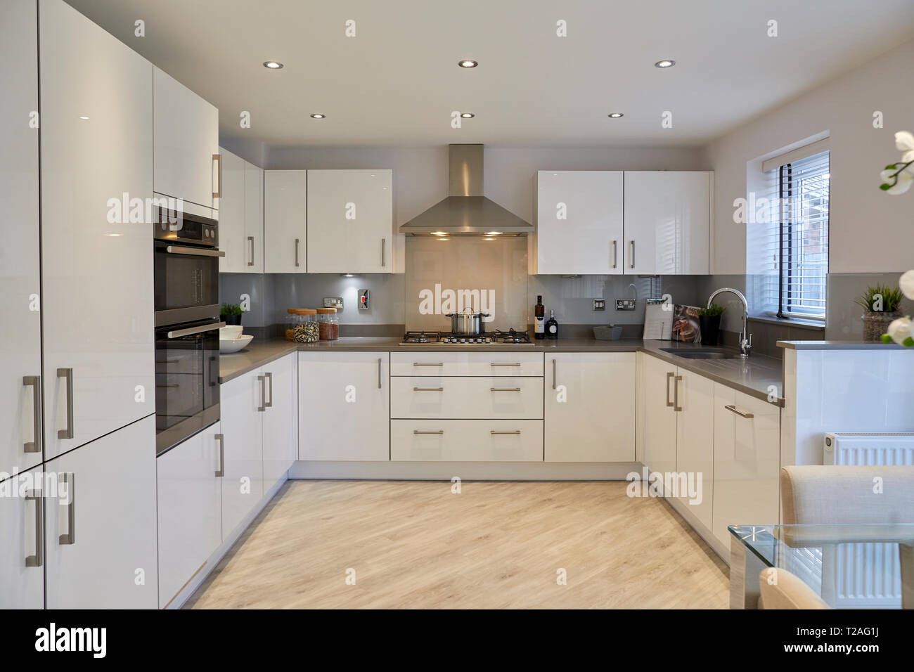 Stapeley Gardens in Nantwich, Cheshire Kitchen to modern new build house Stock Photo