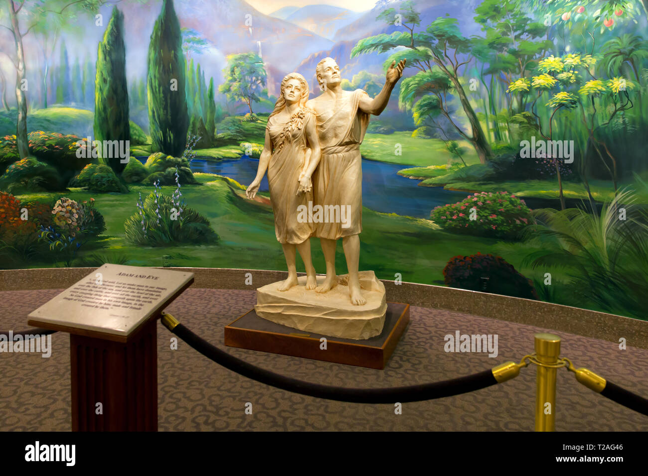 SALT LAKE CITY Statues of Adam and Eve at the mormon visitor center