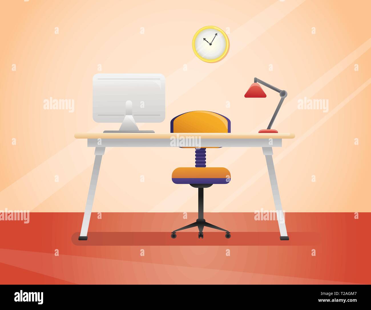 Workplace, office in flat style. Interior vector illustration Stock Vector