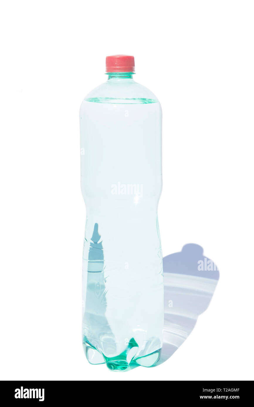 Bottle of the mineral water on blue background Stock Photo