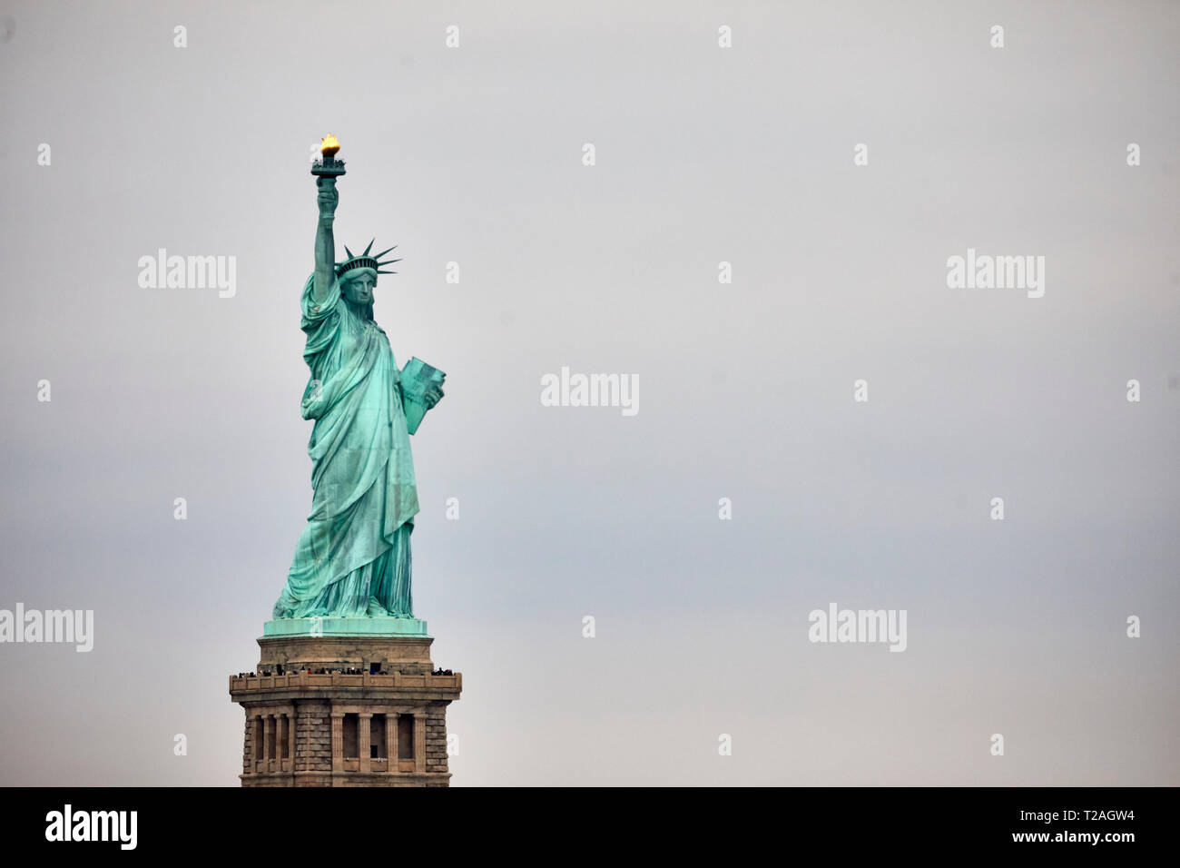 Landmark Statue of Liberty neoclassical sculpture on Liberty Island in