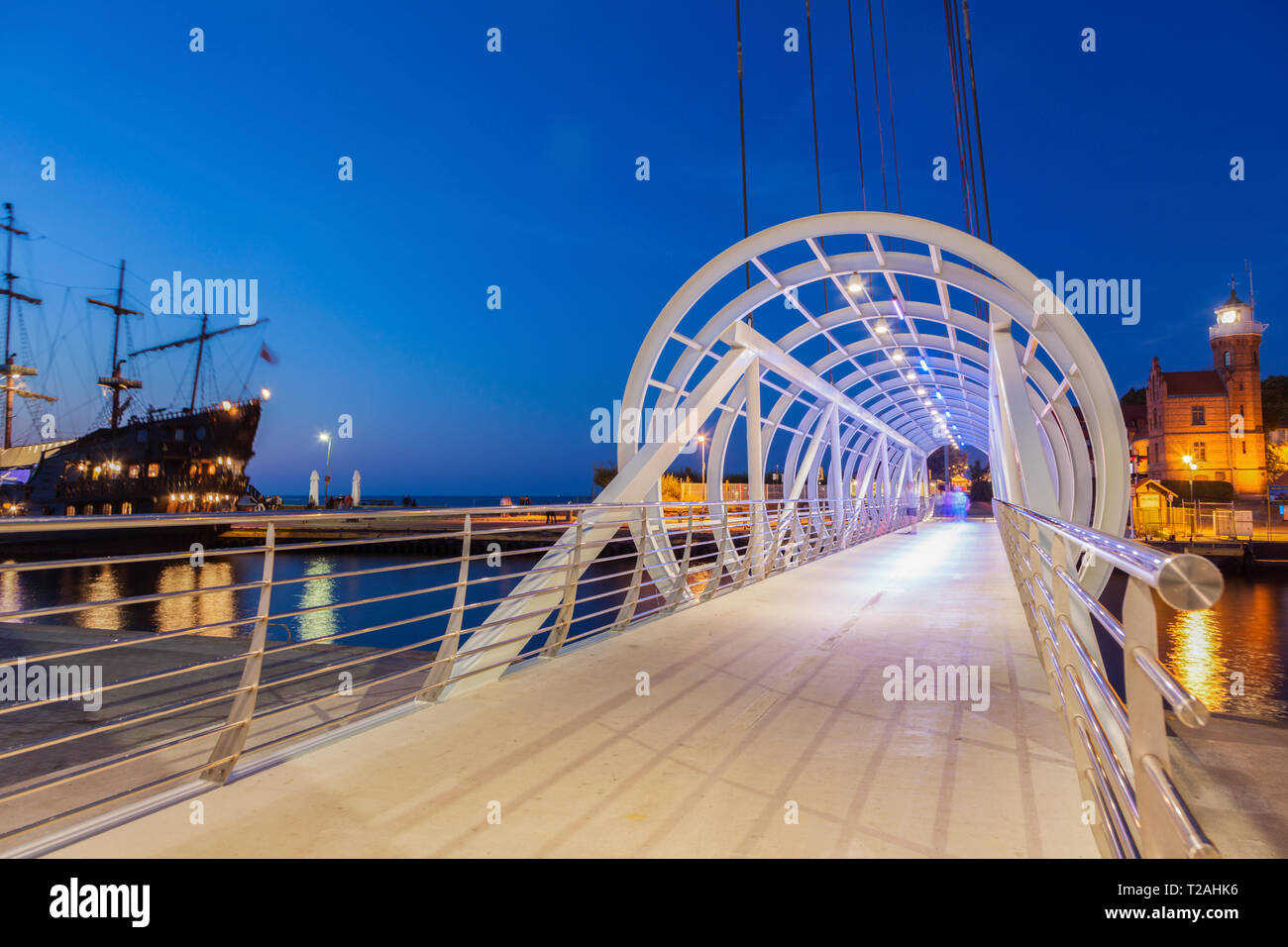 Pedestrian bridge in Ustka, Poland Stock Photo