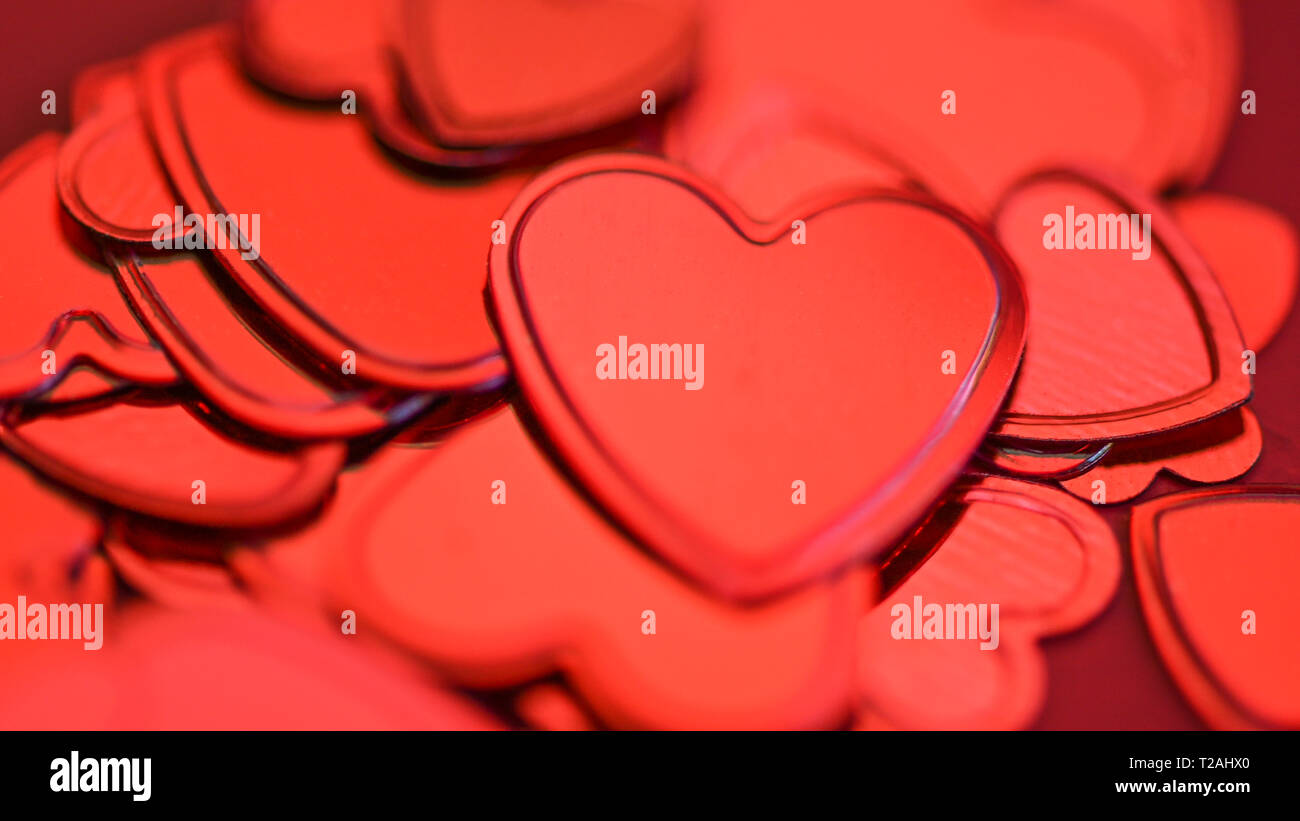 Red heart confetti Stock Photo