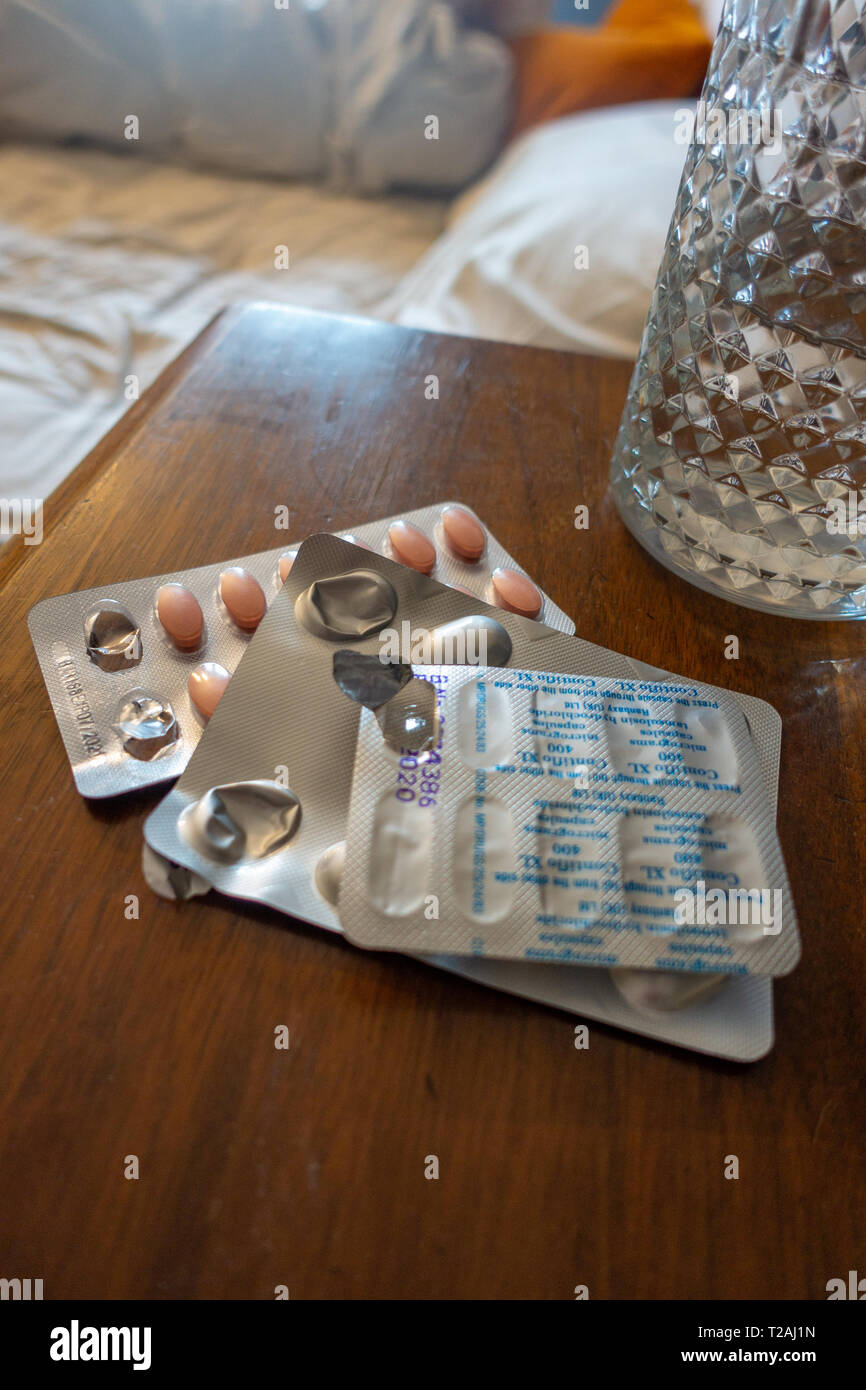 Medicine On Bedside Table High Resolution Stock Photography and Images