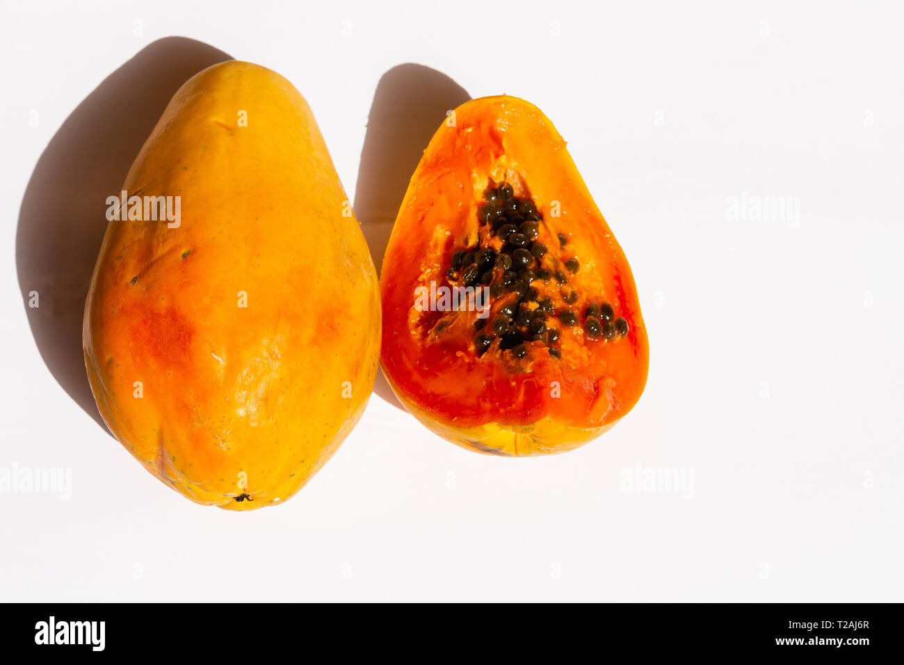 Papaya fruit with white background. Stock Photo