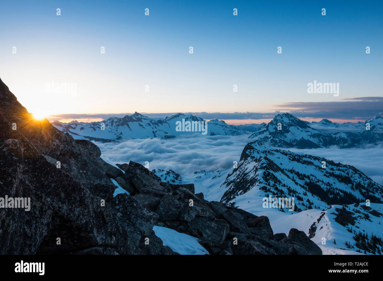 Peaks of Cascade Mountains in North Cascades National Park, Washington State, USA Stock Photo