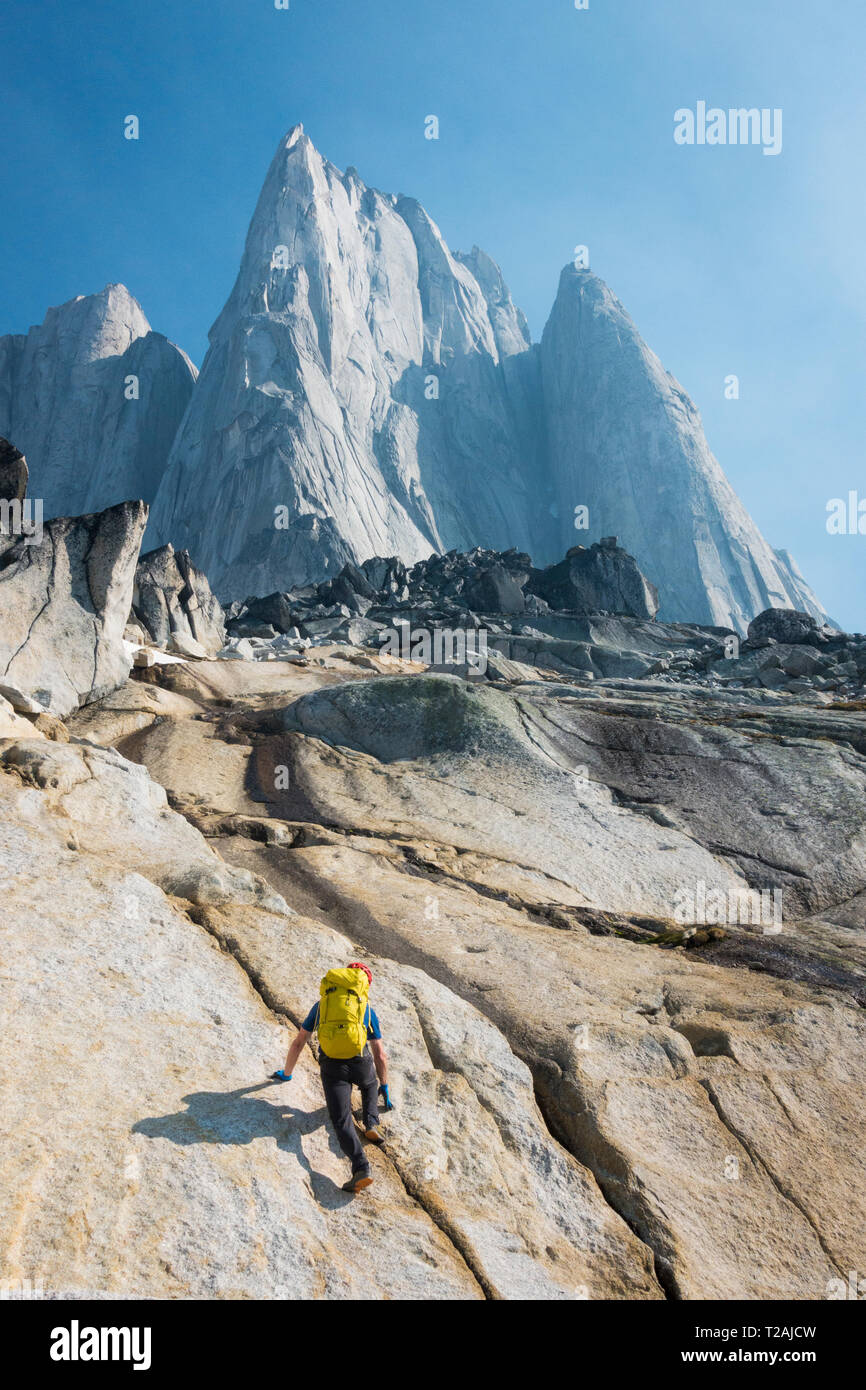 Man mountain climbing in Bugaboo Provincial Park, British Columbia, Canada Stock Photo Alamy