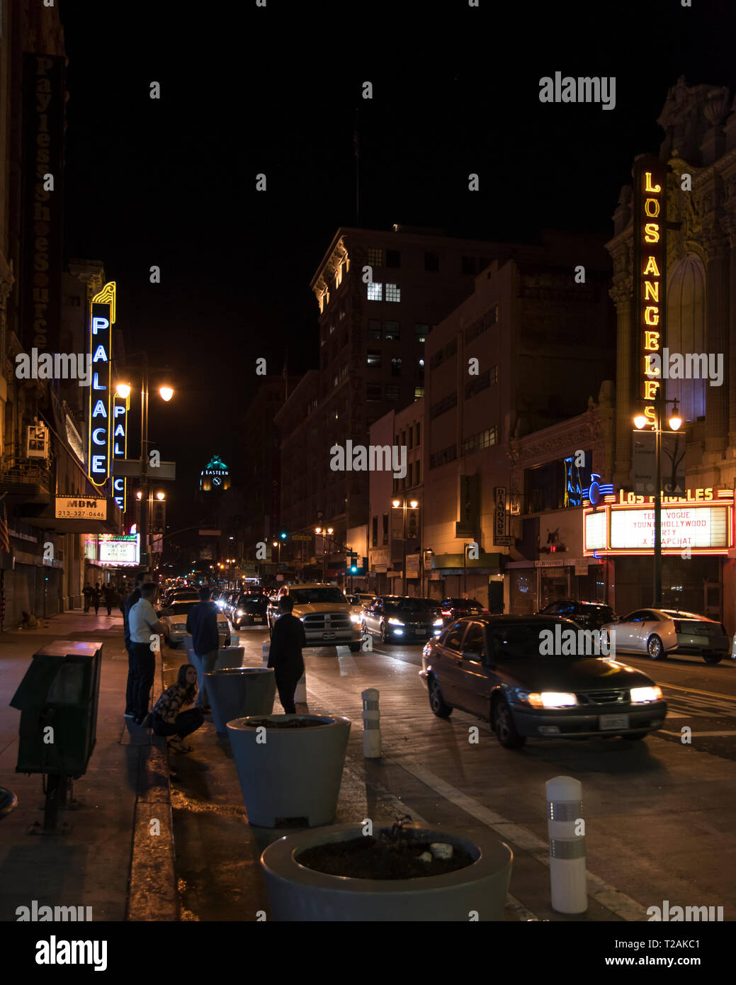 The historic Broadway Theatre District in Downtown Los Angeles with the ...