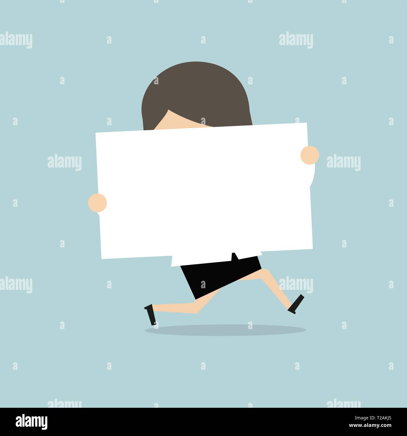 Businesswoman running with white sign Stock Vector Image & Art - Alamy
