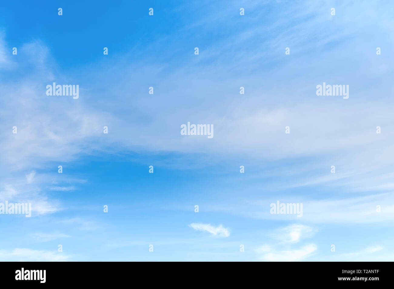 Freedom concept background of blue sky with white, soft clouds Stock Photo